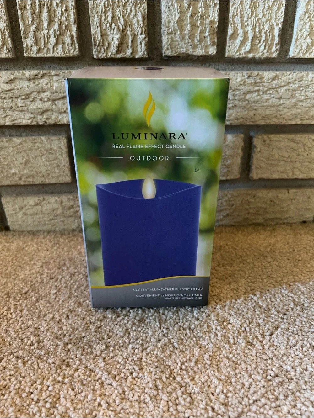 Luminara Real Flame-Effect Outdoor Candle - Vivid Ultramarine(6.5”)